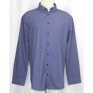 Mizzen Main Leeward Trim Fit Blue Pink Dot Floral Print Dress Shirt Mens‎ Sz XXL